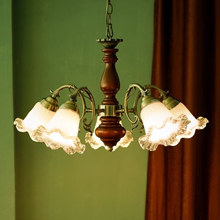 美式复古vintage法式玻璃，客厅吸顶灯卧室餐厅，欧式中古实木吊灯具