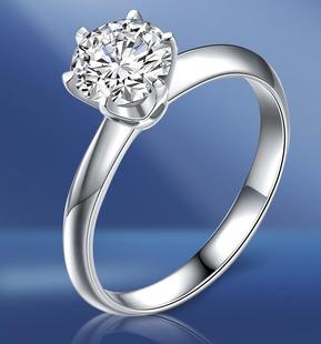 d色18k白金莫桑钻石戒指女钻戒，经典六爪1克拉时尚情侣结婚求婚戒