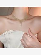 法式珍珠多层蕾丝编织项链，复古宫廷风优雅锁骨，链轻奢高级感项链