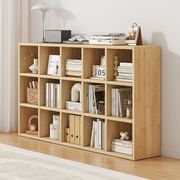 实木书架置物架落地柜子储物柜靠墙一体组合柜松木家用矮书柜