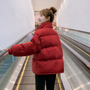 红色羽绒棉服女短款2023新年韩版学生，小个子衣棉宽松棉袄冬季外套