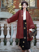 唐装女秋冬中式女装中国风，连衣裙汉服冬款拜年服三件套新中式外套