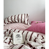 Pink Elephant/韩国皮粉条纹水洗棉床单四件套ins全棉被套三件套