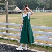 甜美学院风背带裙女2023年韩系小众设计高级感高腰显瘦连衣裙