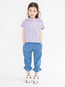 出口日本原单全棉branshes 宽松蝙蝠袖短袖T恤童装简约糖果色