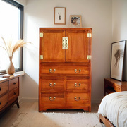 新中式古典香樟木实木五斗柜子客厅收纳储物高立柜带门的卧室家具