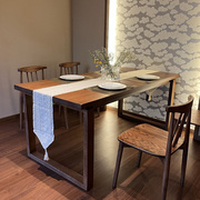 实木餐桌椅长方形原木桌子约美式家用餐厅复古咖啡桌白蜡木长桌