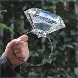 80mm水晶超大钻戒钻石大戒指，婚庆布景道具，结婚求婚纪念礼
