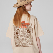 潮牌短袖t恤女夏季vintage手绘卡通2024美式纯棉，宽松休闲半袖