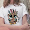 cute owl Tees夏季大码可爱猫头鹰女士上衣休闲显瘦可爱女短袖T恤