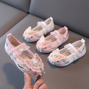 搭配汉服的鞋女童夏季古风汉鞋浅口民族风古装鞋儿童中国风绣花鞋