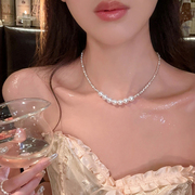 碎银子珍珠项链女轻奢小众设计感2023高级感锁骨链颈链潮