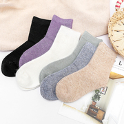施雅日本纯色羊毛女袜，保暖冬季保暖中筒加厚日系多色毛混休闲袜