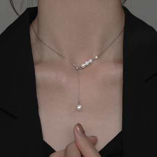 s999纯银珍珠项链，2024轻奢小众锁骨链女高级感颈链配饰品