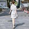 白色裙子2023夏天时尚气质，v领高腰显瘦鱼尾，裙小香风连衣裙女