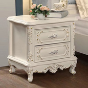 欧式复古雕花实木床头柜，古典奢华高档卧室床边柜，储物柜深胡桃