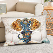 北欧高端吉祥大象卧室，十字绣枕套客厅沙发长方形，抱枕手工印花满绣