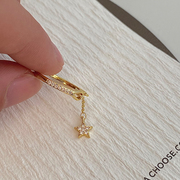 韩国东大门星星锆石链条可调节戒指气质百搭设计简约高级铜镀真金