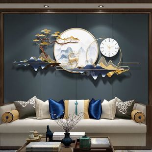 新中式客厅挂钟装饰画组合挂件电视背景墙卧室床头壁饰创意时钟表
