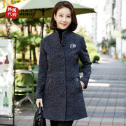 韩国中老年女装毛呢外套立领，宽松秋冬大码妈妈装保暖上衣oua6005