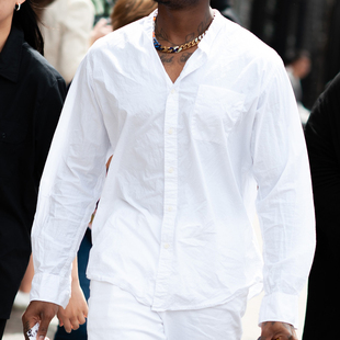 男士白色立领纯亚麻长袖衬衫薄款欧美简约 纯色休闲衬衣量身定制