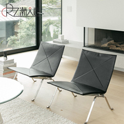 北欧设计师躺椅创意不锈钢轻奢简约真皮金属休闲椅PK22Easy Chair