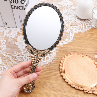 镜子化妆镜手持美容院专用手拿便携家用手柄，梳妆镜圆形浴室小镜子