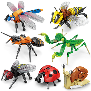 开智积木昆虫家族玩具儿童益智力，拼装小颗粒动物男孩拼图螳螂礼物