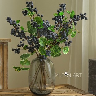 高品质仿真花文艺蓝莓果花束小清新家居室内客厅，装饰摆件摆设道具