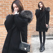 超大毛领棉衣冬季外套，女2023韩版学生，加厚显瘦中长款ins羽绒棉服