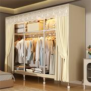 简易衣柜家用卧室，全钢架加厚加粗布衣柜，出租房衣服收纳柜结实耐用