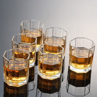 水杯玻璃杯子套装威士忌酒杯家用白酒杯商用6只装啤酒杯洋酒杯KTV