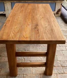 老榆木大板桌实木做旧风格定制原木吧台餐桌现代复古简约书桌面板