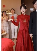 新中式旗袍敬酒服套装，2023新娘酒(新娘酒)红色秀禾服国风婚服订婚礼服
