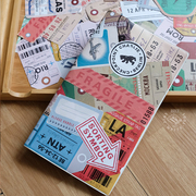 日式nekoni复古大号旅行主题标签贴纸手账装饰行李箱手机贴画