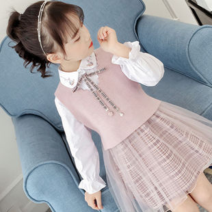 女童连衣裙春款韩版洋气小女孩套装，裙子中童两件套春秋儿童公主裙