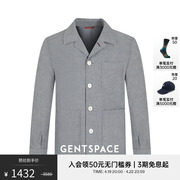 GENTSPACE夏季蓝灰色翻领三贴袋棉弹衬衫夹克