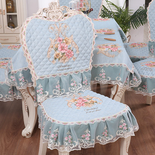 欧式餐椅套罩家用餐椅，坐垫套加大餐椅垫套装，餐桌布圆桌布茶几布