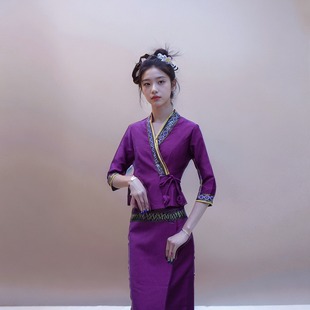 傣装女装上衣裙子套装傣族服装中式民族风泰国服饰拍照打卡工作装