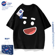 NASA联名短袖t恤男2023美式印花潮流ins情侣装纯棉半袖上衣服