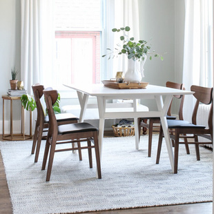北欧白色实木餐桌现代小户型简约时尚家用长形桌子餐桌椅吃饭桌