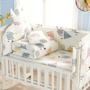 婴儿床上用品套件棉宝宝床围四五件套全棉软包防撞冬季拼接床品