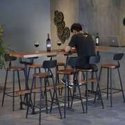 铁艺实木酒吧台桌椅组合咖啡厅工业风靠墙吧台Z家用高脚桌