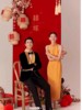 新中式婚纱摄影喜嫁风拍摄道具，藤编镂空灯笼，红背景装饰花蜂窝灯笼