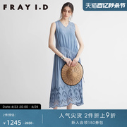 frayi.d春夏款，休闲气质v领收腰蕾丝无袖连衣裙fwfo222211