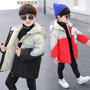 男童加绒外套秋冬装2022儿童韩版洋气眼镜风衣男孩冬装棉衣潮