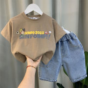 男童夏装套装2024洋气小儿童，短袖衣服潮男孩，宝宝夏季酷帅童装