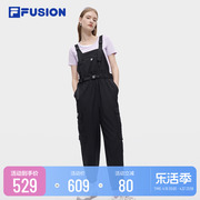 FILA FUSION斐乐潮牌女士梭织背带裤2023秋季时尚工装风裤子