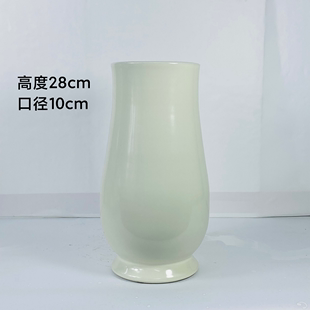 景德镇陶瓷花瓶汝窑，白色芙蓉瓶阿媛