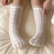 蕾丝花边儿童袜子日系，甜美女童洛丽塔公主中筒袜镂空网眼婴儿袜子